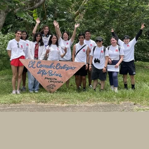 Group with banner